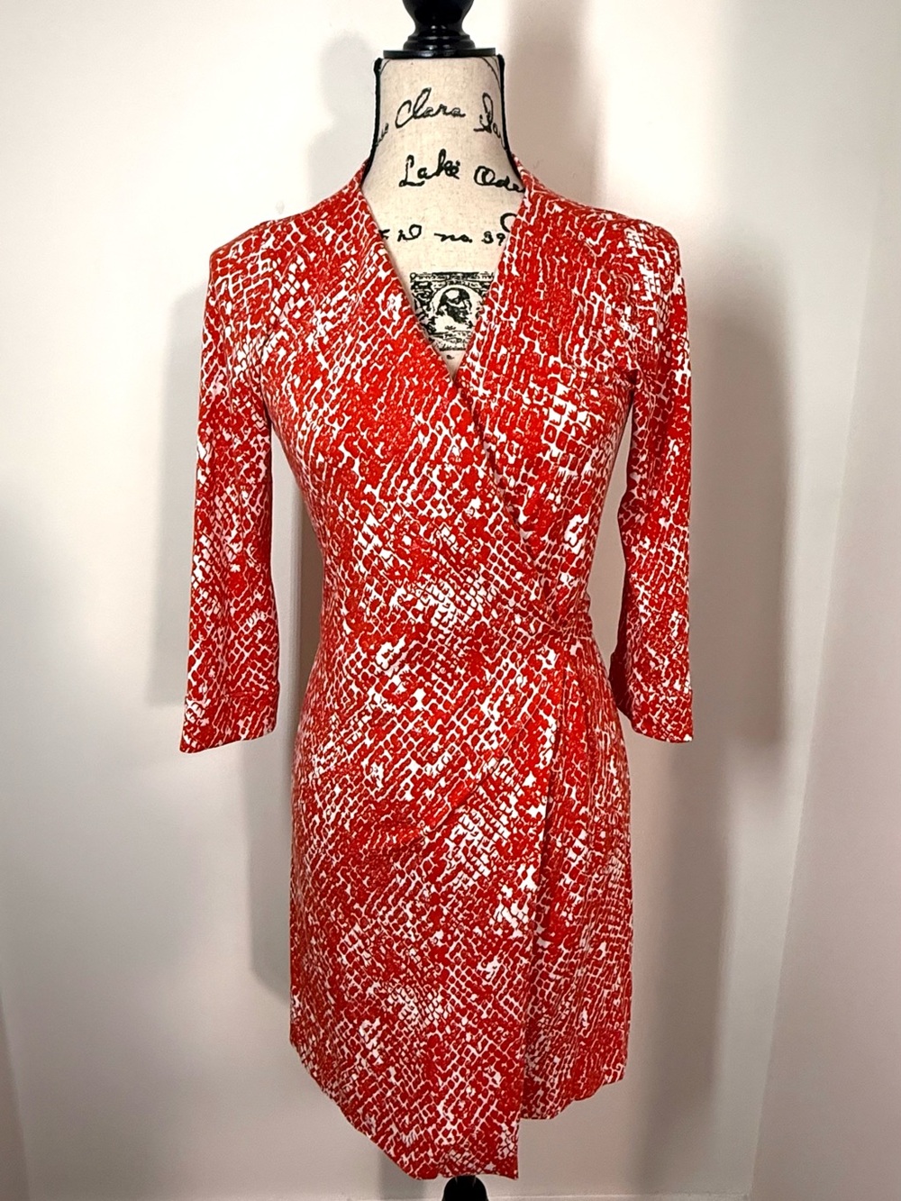 Diane Von Furstenberg DVF New Julian Two Mini Red Long Sleeve Wrap Dress Classic